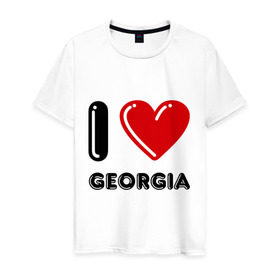 Мужская футболка хлопок с принтом I love Georgia в Курске, 100% хлопок | прямой крой, круглый вырез горловины, длина до линии бедер, слегка спущенное плечо. | georgia | i love | i love georgia | америка | сша | штат джорджия | я люблю джорджию