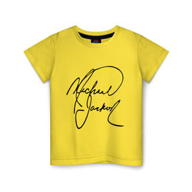 Детская футболка хлопок с принтом Michael Jackson (автограф) в Курске, 100% хлопок | круглый вырез горловины, полуприлегающий силуэт, длина до линии бедер | Тематика изображения на принте: майкл джексон