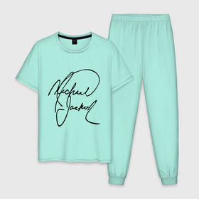 Мужская пижама хлопок с принтом Michael Jackson (автограф) в Курске, 100% хлопок | брюки и футболка прямого кроя, без карманов, на брюках мягкая резинка на поясе и по низу штанин
 | Тематика изображения на принте: майкл джексон