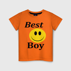 Детская футболка хлопок с принтом Best Boy в Курске, 100% хлопок | круглый вырез горловины, полуприлегающий силуэт, длина до линии бедер | best | boy | лучший пареньсмайл | смайлик | улыбка | улыбочка
