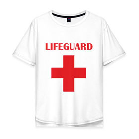 Мужская футболка хлопок Oversize с принтом Спасатель в Курске, 100% хлопок | свободный крой, круглый ворот, “спинка” длиннее передней части | lifeguard | врачь | доктор | красный крест | медик | медицина | спасатель