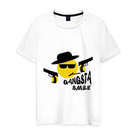 Мужская футболка хлопок с принтом Смайл Гангстер в Курске, 100% хлопок | прямой крой, круглый вырез горловины, длина до линии бедер, слегка спущенное плечо. | 