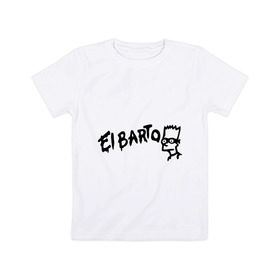 Детская футболка хлопок с принтом Эльбарто в Курске, 100% хлопок | круглый вырез горловины, полуприлегающий силуэт, длина до линии бедер | elbarto | simpsons | барт | барт симпсон | симпсоны | симсоны | эльбарто