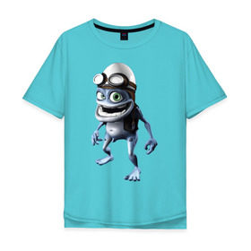 Мужская футболка хлопок Oversize с принтом Crazy frog в Курске, 100% хлопок | свободный крой, круглый ворот, “спинка” длиннее передней части | crazy frog | крейзи фрог | крэйзи фрог | лягушка