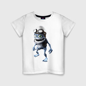 Детская футболка хлопок с принтом Crazy frog в Курске, 100% хлопок | круглый вырез горловины, полуприлегающий силуэт, длина до линии бедер | Тематика изображения на принте: crazy frog | крейзи фрог | крэйзи фрог | лягушка