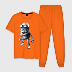 Мужская пижама хлопок с принтом Crazy frog в Курске, 100% хлопок | брюки и футболка прямого кроя, без карманов, на брюках мягкая резинка на поясе и по низу штанин
 | crazy frog | крейзи фрог | крэйзи фрог | лягушка