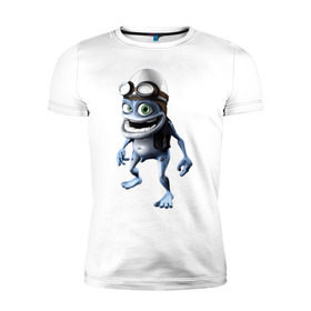 Мужская футболка премиум с принтом Crazy frog в Курске, 92% хлопок, 8% лайкра | приталенный силуэт, круглый вырез ворота, длина до линии бедра, короткий рукав | crazy frog | крейзи фрог | крэйзи фрог | лягушка