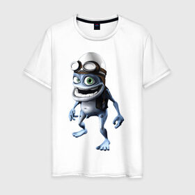 Мужская футболка хлопок с принтом Crazy frog в Курске, 100% хлопок | прямой крой, круглый вырез горловины, длина до линии бедер, слегка спущенное плечо. | crazy frog | крейзи фрог | крэйзи фрог | лягушка