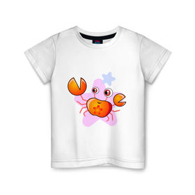 Детская футболка хлопок с принтом Мини Рак в Курске, 100% хлопок | круглый вырез горловины, полуприлегающий силуэт, длина до линии бедер | zodiac | астрология | гороскоп | знаки зодиака | рак