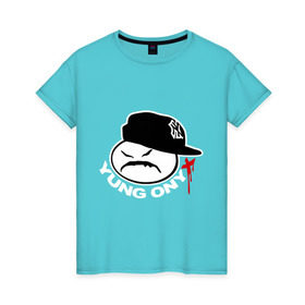 Женская футболка хлопок с принтом Yung Onix в Курске, 100% хлопок | прямой крой, круглый вырез горловины, длина до линии бедер, слегка спущенное плечо | gangsta | gansta | hip | hip hop | hop | rap | оникс | рэп | рэпчина | хип | хип хоп | хипхоп | хоп