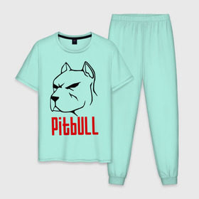 Мужская пижама хлопок с принтом Pitbull (Питбуль) в Курске, 100% хлопок | брюки и футболка прямого кроя, без карманов, на брюках мягкая резинка на поясе и по низу штанин
 | Тематика изображения на принте: спартак