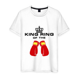 Мужская футболка хлопок с принтом King of the ring в Курске, 100% хлопок | прямой крой, круглый вырез горловины, длина до линии бедер, слегка спущенное плечо. | Тематика изображения на принте: емельяненко