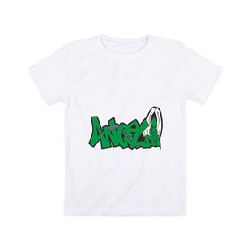 Детская футболка хлопок с принтом Angel graffiti в Курске, 100% хлопок | круглый вырез горловины, полуприлегающий силуэт, длина до линии бедер | Тематика изображения на принте: 