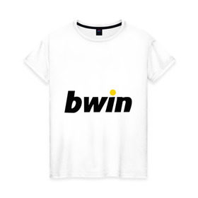 Женская футболка хлопок с принтом Bwin в Курске, 100% хлопок | прямой крой, круглый вырез горловины, длина до линии бедер, слегка спущенное плечо | bwin | букмейкеры | букмекеры | выигрыш | контора | ставки