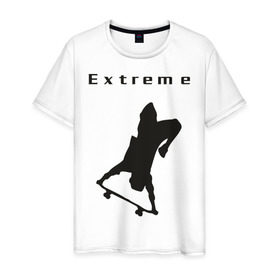 Мужская футболка хлопок с принтом Нереальный экстрим в Курске, 100% хлопок | прямой крой, круглый вырез горловины, длина до линии бедер, слегка спущенное плечо. | skate | skateboard | борд | доска | нереальный экстрим | скейт | скейтборд | экстрим