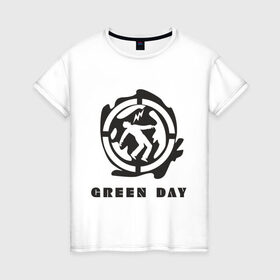 Женская футболка хлопок с принтом Green_Day (4) в Курске, 100% хлопок | прямой крой, круглый вырез горловины, длина до линии бедер, слегка спущенное плечо | green day