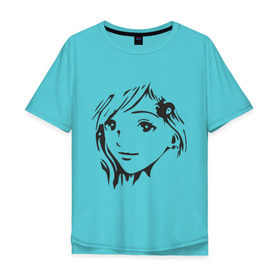 Мужская футболка хлопок Oversize с принтом Anime девочка в Курске, 100% хлопок | свободный крой, круглый ворот, “спинка” длиннее передней части | anime | аниме | лицо | лицо девушки в стиле аниме.девушка
