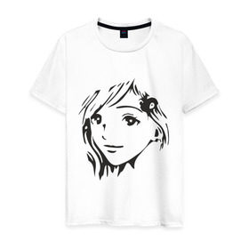 Мужская футболка хлопок с принтом Anime девочка в Курске, 100% хлопок | прямой крой, круглый вырез горловины, длина до линии бедер, слегка спущенное плечо. | anime | аниме | лицо | лицо девушки в стиле аниме.девушка