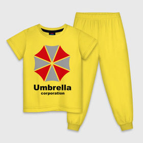Детская пижама хлопок с принтом Umbrella corporation в Курске, 100% хлопок |  брюки и футболка прямого кроя, без карманов, на брюках мягкая резинка на поясе и по низу штанин
 | resident evil | umbrella corporation | амбрелла | корпорация | логотип | обитель зла