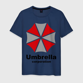 Мужская футболка хлопок с принтом Umbrella corporation в Курске, 100% хлопок | прямой крой, круглый вырез горловины, длина до линии бедер, слегка спущенное плечо. | Тематика изображения на принте: resident evil | umbrella corporation | амбрелла | корпорация | логотип | обитель зла