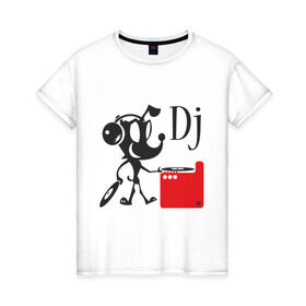 Женская футболка хлопок с принтом Dj (9) в Курске, 100% хлопок | прямой крой, круглый вырез горловины, длина до линии бедер, слегка спущенное плечо | dj | вертушки | диджей | клубные | пластинки | прикольные