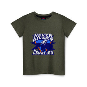 Детская футболка хлопок с принтом WWE John Cena Never Give Up в Курске, 100% хлопок | круглый вырез горловины, полуприлегающий силуэт, длина до линии бедер | Тематика изображения на принте: wwe | бои без правил | джон сина