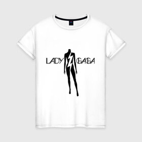 Женская футболка хлопок с принтом Lady Gaga (7) в Курске, 100% хлопок | прямой крой, круглый вырез горловины, длина до линии бедер, слегка спущенное плечо | 