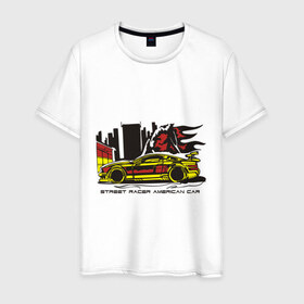 Мужская футболка хлопок с принтом Street racing car (3) в Курске, 100% хлопок | прямой крой, круглый вырез горловины, длина до линии бедер, слегка спущенное плечо. | street racing | автогонки | автосопрт | гонки | стритрейсинг | тачки | тюнинг | уличные гонки