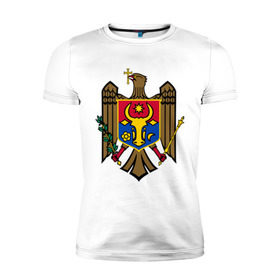 Мужская футболка премиум с принтом Молдавия герб в Курске, 92% хлопок, 8% лайкра | приталенный силуэт, круглый вырез ворота, длина до линии бедра, короткий рукав | герб | герб молдавии | молдавия | молдавия герб