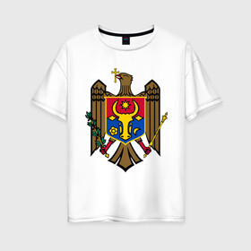 Женская футболка хлопок Oversize с принтом Молдавия герб в Курске, 100% хлопок | свободный крой, круглый ворот, спущенный рукав, длина до линии бедер
 | герб | герб молдавии | молдавия | молдавия герб