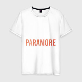 Мужская футболка хлопок с принтом Paramore orange logo в Курске, 100% хлопок | прямой крой, круглый вырез горловины, длина до линии бедер, слегка спущенное плечо. | paramore | rock | группы | логотип | рок