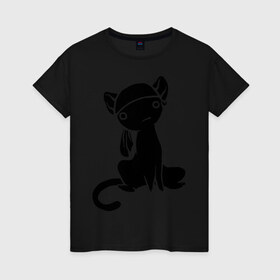 Женская футболка хлопок с принтом Japan cat pitate Yo в Курске, 100% хлопок | прямой крой, круглый вырез горловины, длина до линии бедер, слегка спущенное плечо | пират