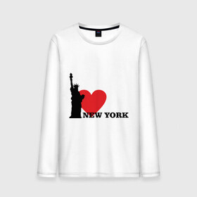 Мужской лонгслив хлопок с принтом I love New York (NY Freedom) в Курске, 100% хлопок |  | america | cша | new york | usa | америка | нью йорк | статуя свободы