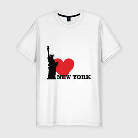 Мужская футболка премиум с принтом I love New York (NY Freedom) в Курске, 92% хлопок, 8% лайкра | приталенный силуэт, круглый вырез ворота, длина до линии бедра, короткий рукав | america | cша | new york | usa | америка | нью йорк | статуя свободы