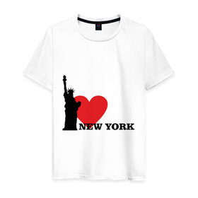 Мужская футболка хлопок с принтом I love New York (NY Freedom) в Курске, 100% хлопок | прямой крой, круглый вырез горловины, длина до линии бедер, слегка спущенное плечо. | america | cша | new york | usa | америка | нью йорк | статуя свободы