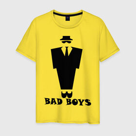 Мужская футболка хлопок с принтом Плохой парниша в Курске, 100% хлопок | прямой крой, круглый вырез горловины, длина до линии бедер, слегка спущенное плечо. | bad boy