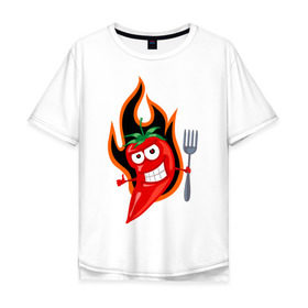 Мужская футболка хлопок Oversize с принтом Горячий перец (red hot pepper) в Курске, 100% хлопок | свободный крой, круглый ворот, “спинка” длиннее передней части | red hot pepper | горячий перец | огонек | огонь | перец | перчик