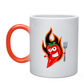 Кружка хамелеон с принтом Горячий перец (red hot pepper) в Курске, керамика | меняет цвет при нагревании, емкость 330 мл | red hot pepper | горячий перец | огонек | огонь | перец | перчик