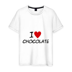 Мужская футболка хлопок с принтом Chocolate в Курске, 100% хлопок | прямой крой, круглый вырез горловины, длина до линии бедер, слегка спущенное плечо. | chocolate | i love | вкуснятина | конфеты | люблю шоколад | сладкое | сладкоежка | сладости | шоколад | шоколадный