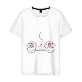 Мужская футболка хлопок с принтом Джойстик в Курске, 100% хлопок | прямой крой, круглый вырез горловины, длина до линии бедер, слегка спущенное плечо. | джойстик | игра | играть | компьютер | управление