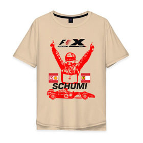 Мужская футболка хлопок Oversize с принтом F1 X Schumaher в Курске, 100% хлопок | свободный крой, круглый ворот, “спинка” длиннее передней части | формула 1