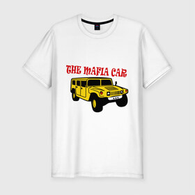 Мужская футболка премиум с принтом Mafia car в Курске, 92% хлопок, 8% лайкра | приталенный силуэт, круглый вырез ворота, длина до линии бедра, короткий рукав | бандиты | внедорожник | гангстеры | мафия | машина | тачила | тачка