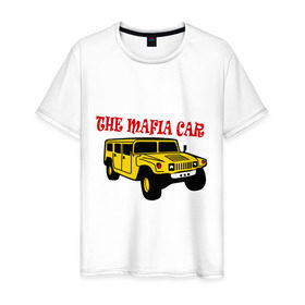 Мужская футболка хлопок с принтом Mafia car в Курске, 100% хлопок | прямой крой, круглый вырез горловины, длина до линии бедер, слегка спущенное плечо. | бандиты | внедорожник | гангстеры | мафия | машина | тачила | тачка