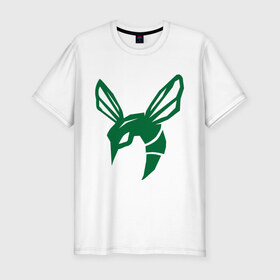 Мужская футболка премиум с принтом Зелёный шершень в Курске, 92% хлопок, 8% лайкра | приталенный силуэт, круглый вырез ворота, длина до линии бедра, короткий рукав | green hornet   зелёный шершень. супер герой из комиксов.зелёный шершень | насекомые | оса | осы | шершень
