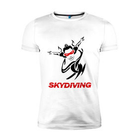Мужская футболка премиум с принтом Skydiving (1) в Курске, 92% хлопок, 8% лайкра | приталенный силуэт, круглый вырез ворота, длина до линии бедра, короткий рукав | skydiving | авиационный спорт | парашют | парашютизм | свободное падение | скайдайвинг
