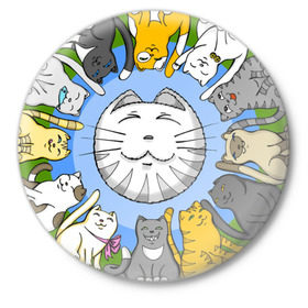 Значок с принтом Планета кошек в Курске,  металл | круглая форма, металлическая застежка в виде булавки | Тематика изображения на принте: kitty | киса | кот | коты | котэ | кошак | кошка | кошки
