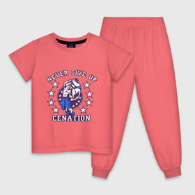 Детская пижама хлопок с принтом WWE John Cena Never Give Up в Курске, 100% хлопок |  брюки и футболка прямого кроя, без карманов, на брюках мягкая резинка на поясе и по низу штанин
 | wwe | бои без правил | джон сина