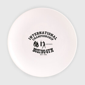 Тарелка с принтом International championship boxing в Курске, фарфор | диаметр - 210 мм
диаметр для нанесения принта - 120 мм | Тематика изображения на принте: кикбоксинг