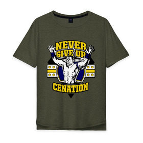 Мужская футболка хлопок Oversize с принтом WWE John Cena Never Give Up (3) в Курске, 100% хлопок | свободный крой, круглый ворот, “спинка” длиннее передней части | джон сина