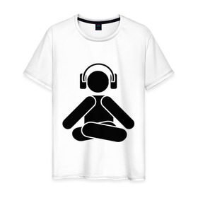 Мужская футболка хлопок с принтом Relax Music в Курске, 100% хлопок | прямой крой, круглый вырез горловины, длина до линии бедер, слегка спущенное плечо. | music | relax | музыка | наушники | релакс